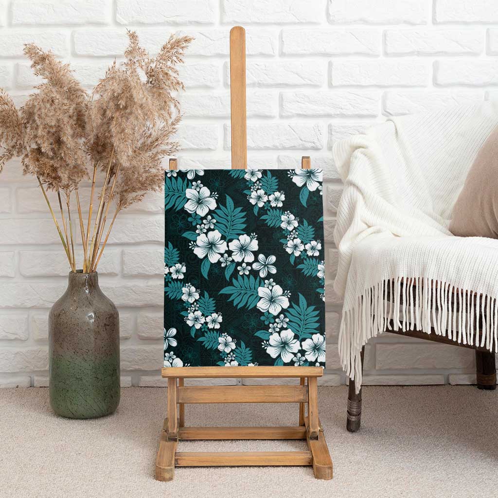 Hawaiian Hibiscus Tribal Floral Teal Canvas Wall Art Polynesian Tapa Pattern LT01 - Polynesian Pride
