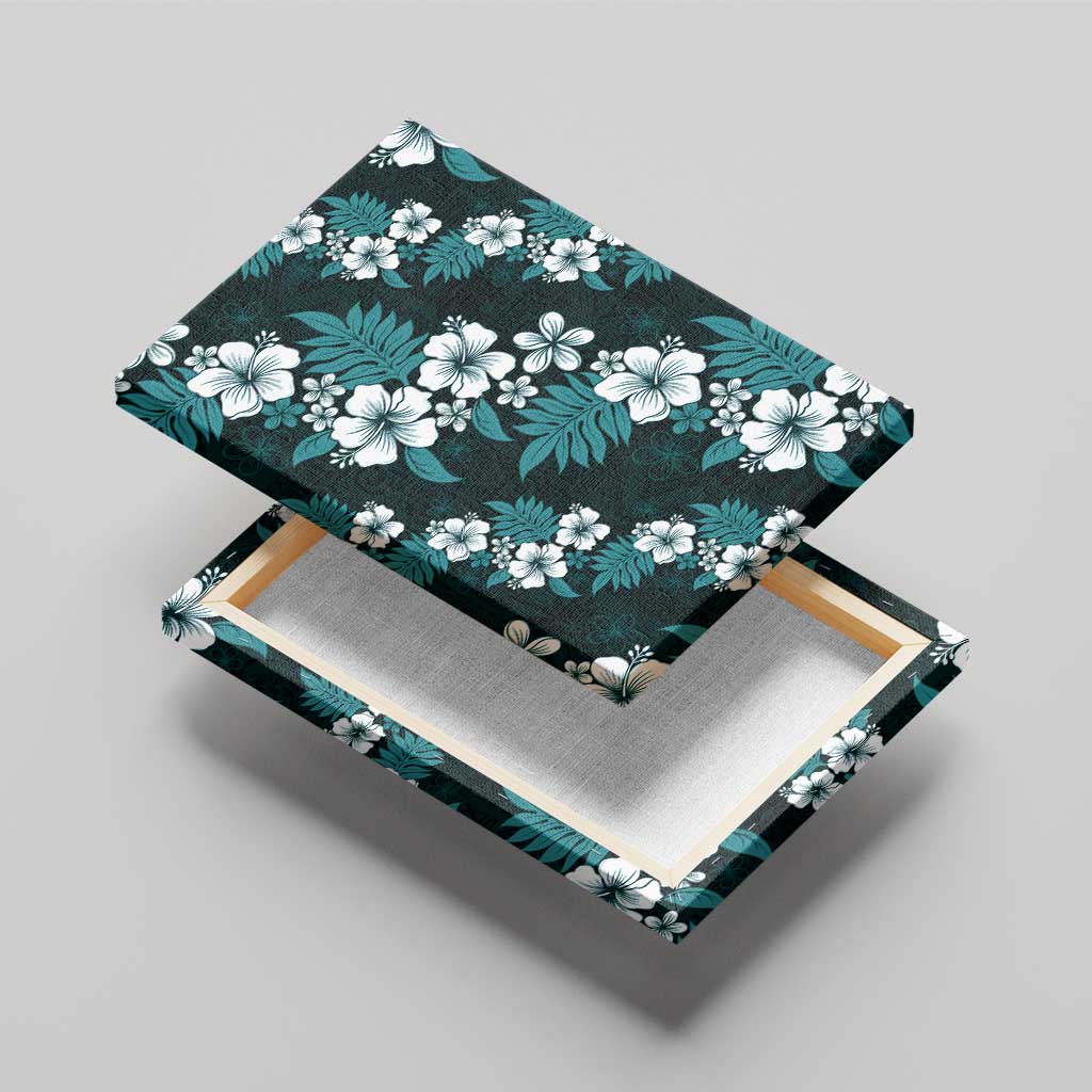 Hawaiian Hibiscus Tribal Floral Teal Canvas Wall Art Polynesian Tapa Pattern LT01 - Polynesian Pride