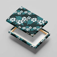 Hawaiian Hibiscus Tribal Floral Teal Canvas Wall Art Polynesian Tapa Pattern LT01 - Polynesian Pride