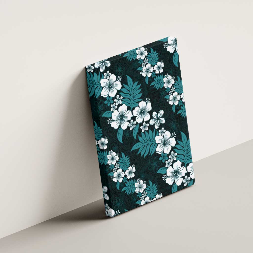 Hawaiian Hibiscus Tribal Floral Teal Canvas Wall Art Polynesian Tapa Pattern LT01 - Polynesian Pride
