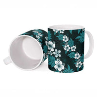 Hawaiian Hibiscus Tribal Floral Teal Ceramic Mug Polynesian Tapa Pattern LT01 - Polynesian Pride