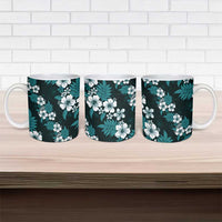 Hawaiian Hibiscus Tribal Floral Teal Ceramic Mug Polynesian Tapa Pattern LT01 - Polynesian Pride