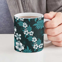Hawaiian Hibiscus Tribal Floral Teal Ceramic Mug Polynesian Tapa Pattern LT01 - Polynesian Pride