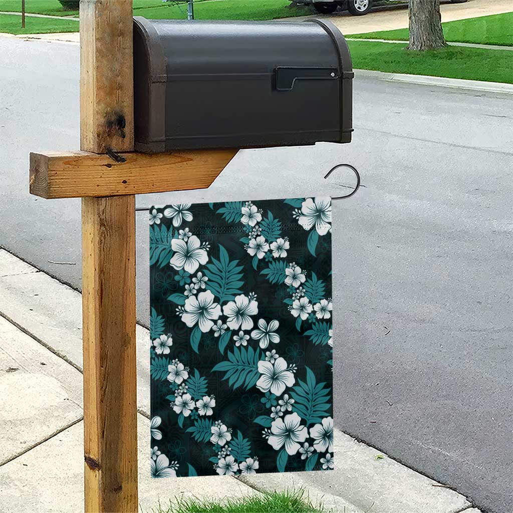Hawaiian Hibiscus Tribal Floral Teal Garden Flag Polynesian Tapa Pattern LT01 - Polynesian Pride