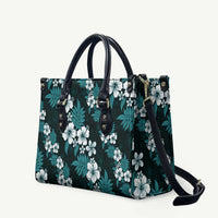 Hawaiian Hibiscus Tribal Floral Teal Leather Bag Polynesian Tapa Pattern LT01 Teal - Polynesian Pride