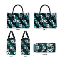 Hawaiian Hibiscus Tribal Floral Teal Leather Bag Polynesian Tapa Pattern LT01 - Polynesian Pride