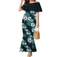 Hawaiian Hibiscus Tribal Floral Teal Mermaid Dress Polynesian Tapa Pattern LT01 Women Teal - Polynesian Pride