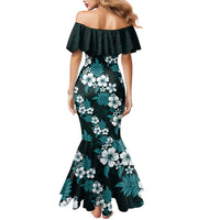 Hawaiian Hibiscus Tribal Floral Teal Mermaid Dress Polynesian Tapa Pattern LT01 - Polynesian Pride