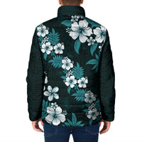 Hawaiian Hibiscus Tribal Floral Teal Padded Jacket Polynesian Tapa Pattern LT01 - Polynesian Pride