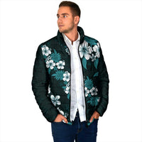 Hawaiian Hibiscus Tribal Floral Teal Padded Jacket Polynesian Tapa Pattern LT01 - Polynesian Pride