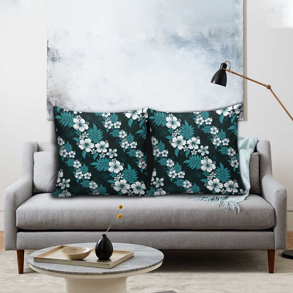 Hawaiian Hibiscus Tribal Floral Teal Pillow Cover Polynesian Tapa Pattern LT01 - Polynesian Pride