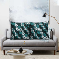 Hawaiian Hibiscus Tribal Floral Teal Pillow Cover Polynesian Tapa Pattern LT01 - Polynesian Pride