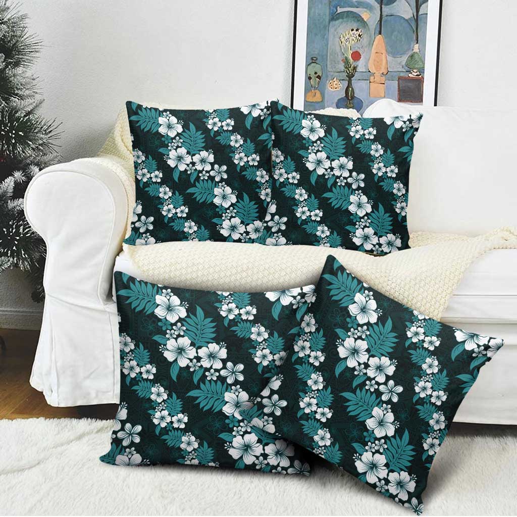 Hawaiian Hibiscus Tribal Floral Teal Pillow Cover Polynesian Tapa Pattern LT01 - Polynesian Pride