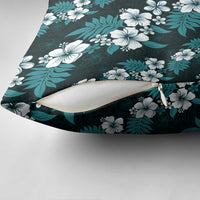 Hawaiian Hibiscus Tribal Floral Teal Pillow Cover Polynesian Tapa Pattern LT01 - Polynesian Pride