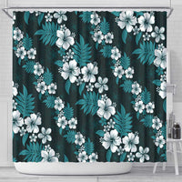 Hawaiian Hibiscus Tribal Floral Teal Shower Curtain Polynesian Tapa Pattern LT01 - Polynesian Pride