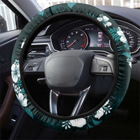 Hawaiian Hibiscus Tribal Floral Teal Steering Wheel Cover Polynesian Tapa Pattern LT01 - Polynesian Pride