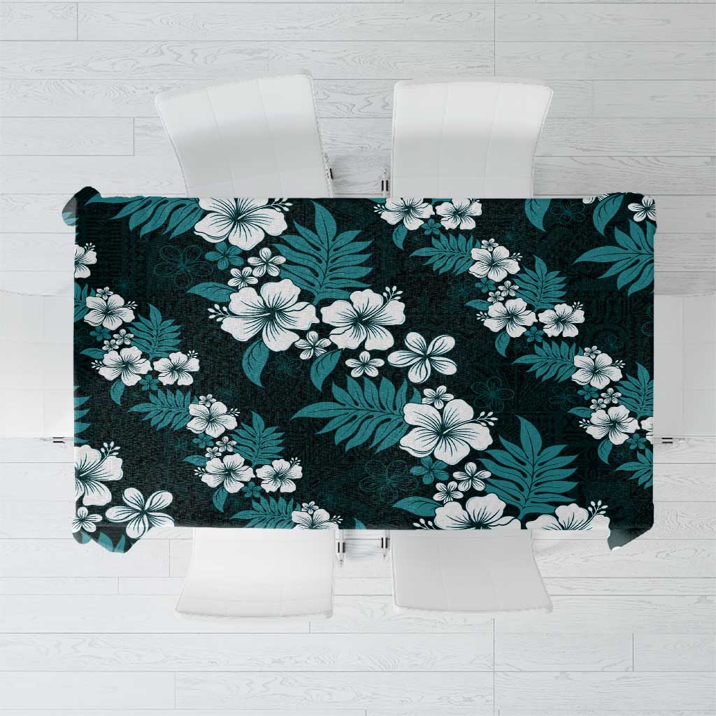 Hawaiian Hibiscus Tribal Floral Teal Tablecloth Polynesian Tapa Pattern LT01 Teal - Polynesian Pride