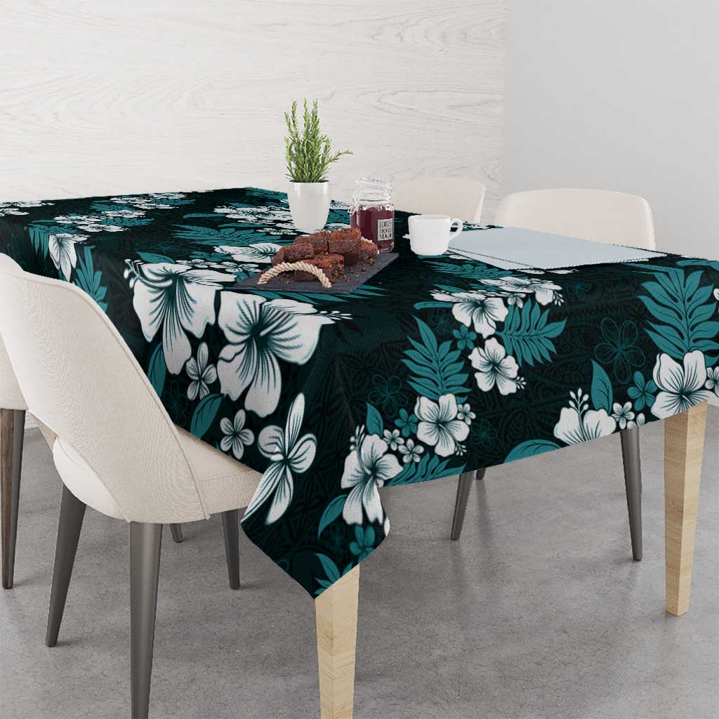 Hawaiian Hibiscus Tribal Floral Teal Tablecloth Polynesian Tapa Pattern LT01 - Polynesian Pride