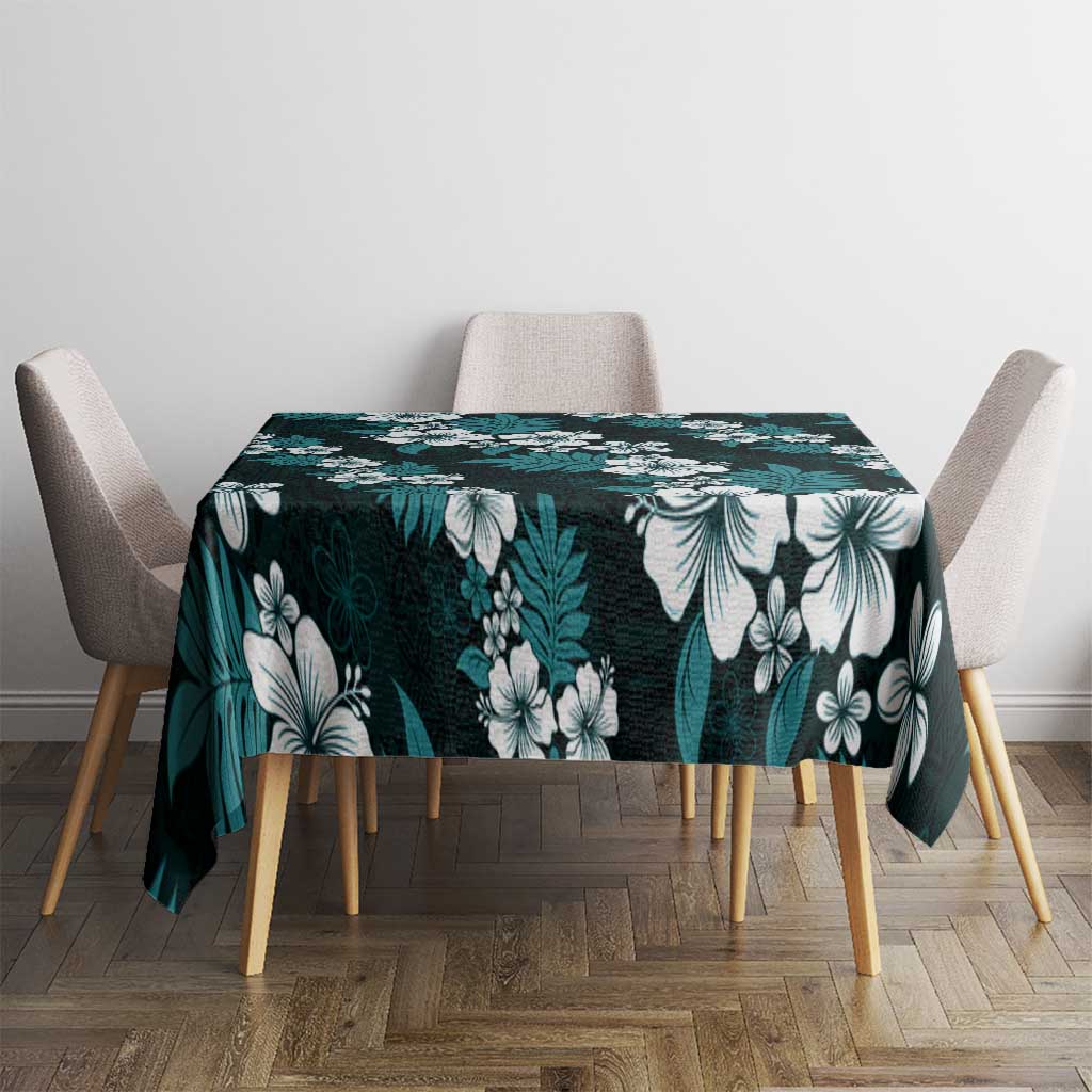 Hawaiian Hibiscus Tribal Floral Teal Tablecloth Polynesian Tapa Pattern LT01 - Polynesian Pride