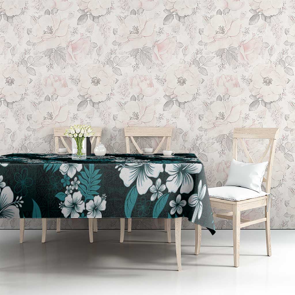 Hawaiian Hibiscus Tribal Floral Teal Tablecloth Polynesian Tapa Pattern LT01 - Polynesian Pride