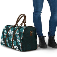 Hawaiian Hibiscus Tribal Floral Teal Travel Bag Polynesian Tapa Pattern LT01 - Polynesian Pride