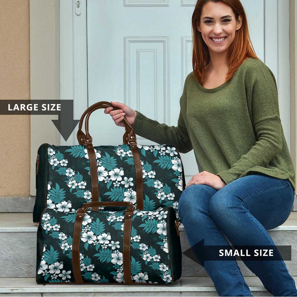 Hawaiian Hibiscus Tribal Floral Teal Travel Bag Polynesian Tapa Pattern LT01 - Polynesian Pride