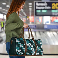 Hawaiian Hibiscus Tribal Floral Teal Travel Bag Polynesian Tapa Pattern LT01 - Polynesian Pride