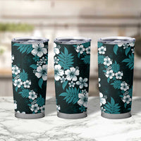 Hawaiian Hibiscus Tribal Floral Teal Tumbler Cup Polynesian Tapa Pattern LT01 - Polynesian Pride