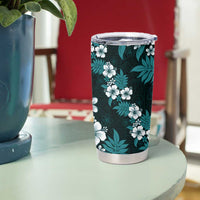 Hawaiian Hibiscus Tribal Floral Teal Tumbler Cup Polynesian Tapa Pattern LT01 - Polynesian Pride