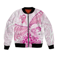 Personalised New Zealand Pink Fern Breast Cancer Bomber Jacket Polynesian Pattern LT01 Unisex Pink - Polynesian Pride