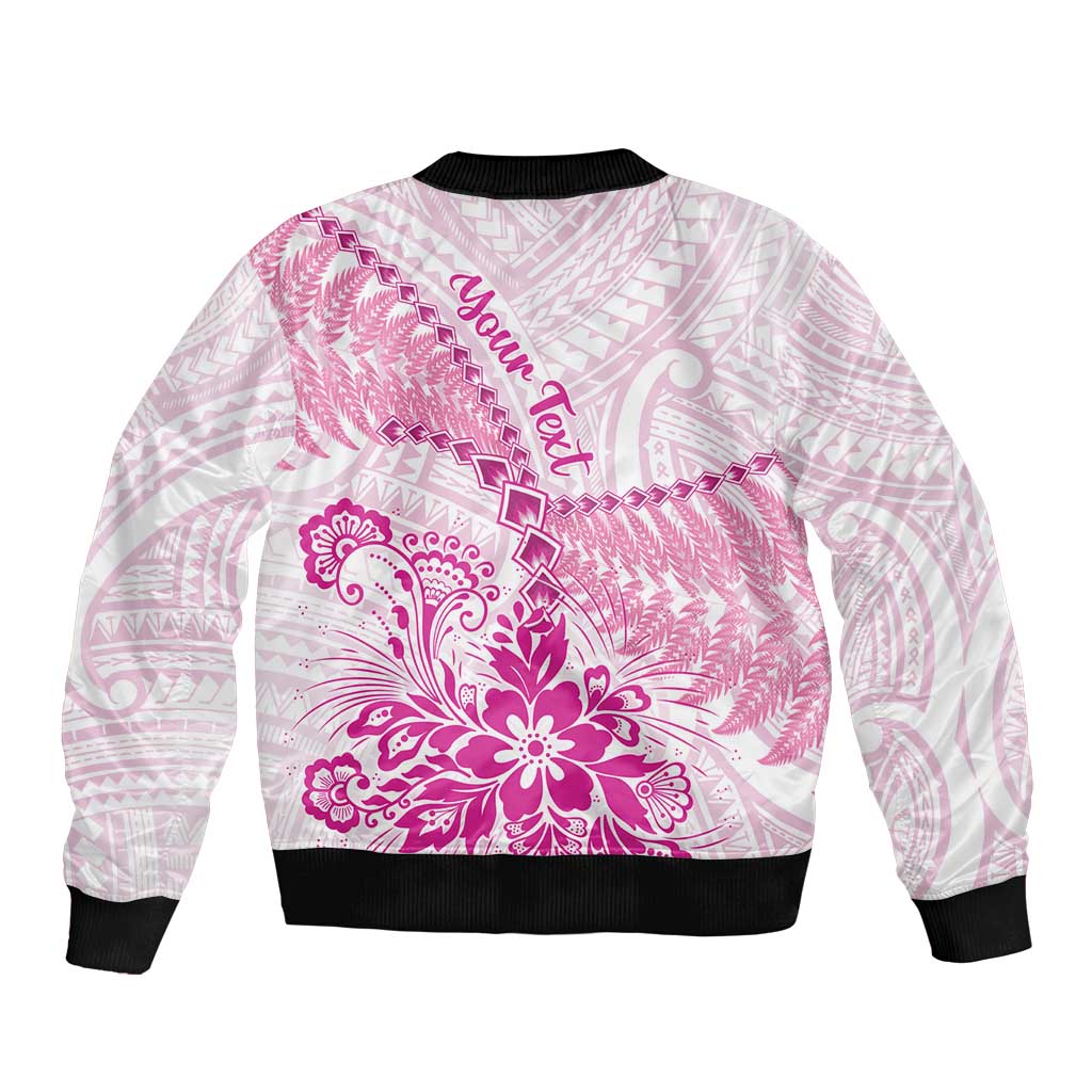 Personalised New Zealand Pink Fern Breast Cancer Bomber Jacket Polynesian Pattern LT01 - Polynesian Pride