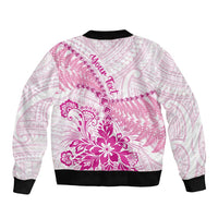 Personalised New Zealand Pink Fern Breast Cancer Bomber Jacket Polynesian Pattern LT01 - Polynesian Pride
