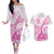 Personalised New Zealand Pink Fern Breast Cancer Couples Matching Off The Shoulder Long Sleeve Dress and Hawaiian Shirt Polynesian Pattern