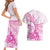 Personalised New Zealand Pink Fern Breast Cancer Couples Matching Short Sleeve Bodycon Dress and Hawaiian Shirt Polynesian Pattern