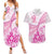 Personalised New Zealand Pink Fern Breast Cancer Couples Matching Summer Maxi Dress and Hawaiian Shirt Polynesian Pattern