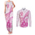 Personalised New Zealand Pink Fern Breast Cancer Couples Matching Tank Maxi Dress and Long Sleeve Button Shirt Polynesian Pattern