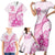 Personalised New Zealand Pink Fern Breast Cancer Family Matching Short Sleeve Bodycon Dress and Hawaiian Shirt Polynesian Pattern