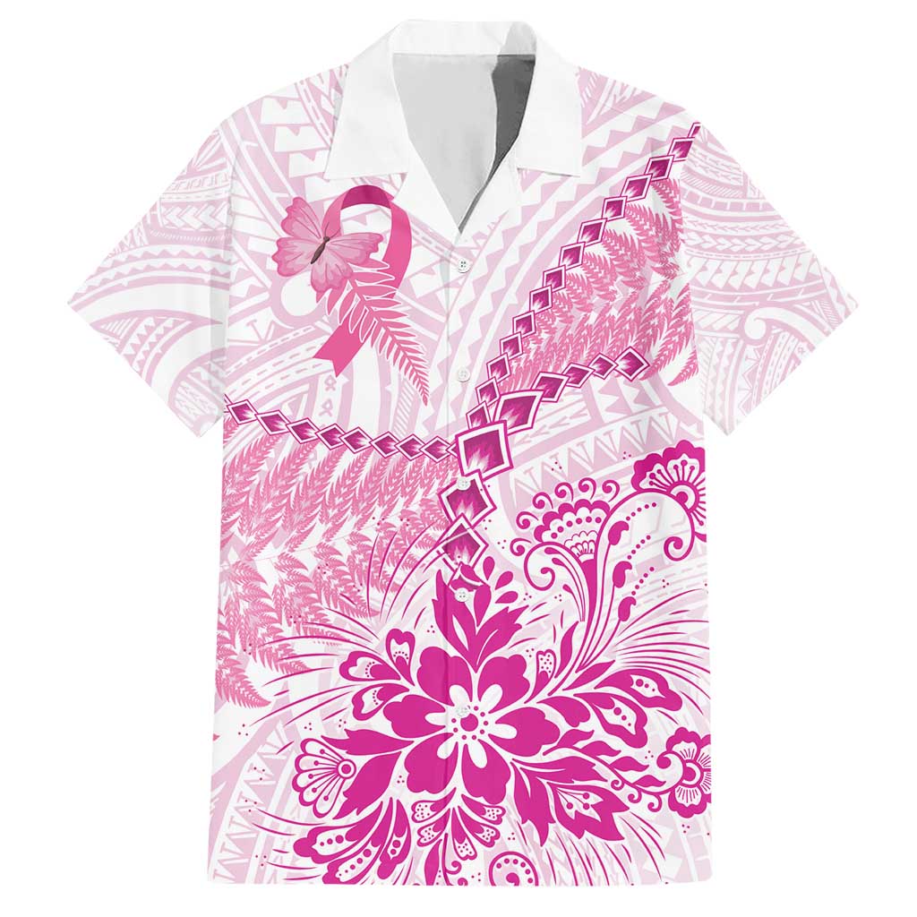 Personalised New Zealand Pink Fern Breast Cancer Hawaiian Shirt Polynesian Pattern LT01 Pink - Polynesian Pride