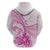 Personalised New Zealand Pink Fern Breast Cancer Hoodie Polynesian Pattern