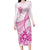 Personalised New Zealand Pink Fern Breast Cancer Long Sleeve Bodycon Dress Polynesian Pattern