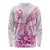 Personalised New Zealand Pink Fern Breast Cancer Long Sleeve Shirt Polynesian Pattern