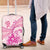 Personalised New Zealand Pink Fern Breast Cancer Luggage Cover Polynesian Pattern