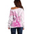 Personalised New Zealand Pink Fern Breast Cancer Off Shoulder Sweater Polynesian Pattern