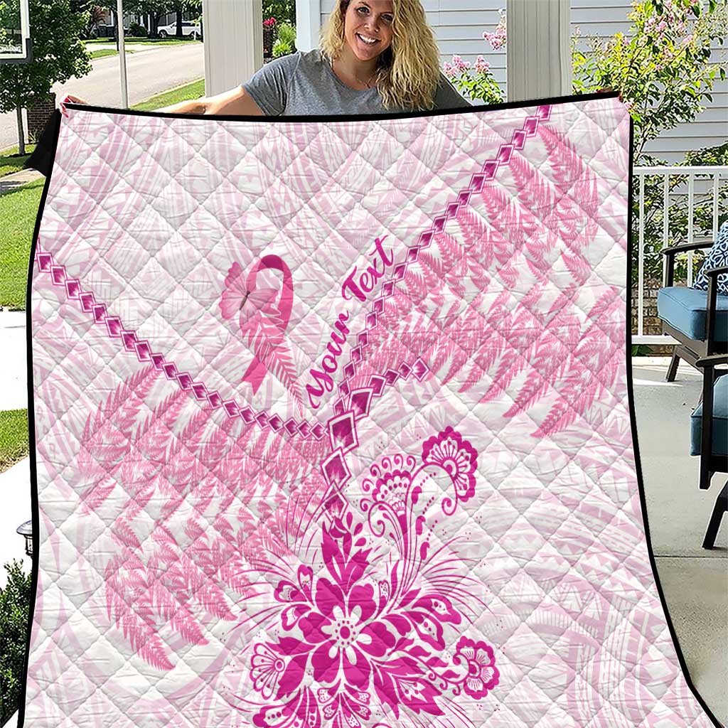 Personalised New Zealand Pink Fern Breast Cancer Quilt Polynesian Pattern