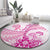 Personalised New Zealand Pink Fern Breast Cancer Round Carpet Polynesian Pattern