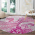 Personalised New Zealand Pink Fern Breast Cancer Round Carpet Polynesian Pattern