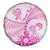 Personalised New Zealand Pink Fern Breast Cancer Spare Tire Cover Polynesian Pattern