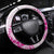 New Zealand Pink Fern Breast Cancer Steering Wheel Cover Polynesian Pattern