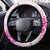 New Zealand Pink Fern Breast Cancer Steering Wheel Cover Polynesian Pattern