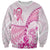 Personalised New Zealand Pink Fern Breast Cancer Sweatshirt Polynesian Pattern